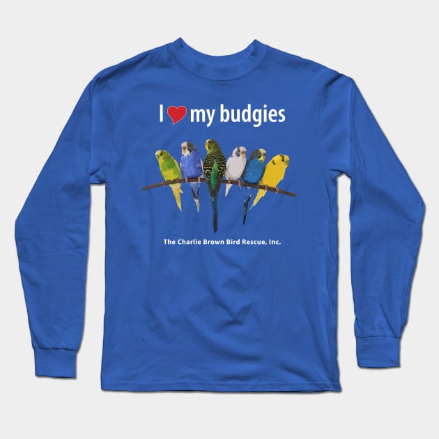 CB Budgies on a Branch Long Sleeve T-Shirt by Just Winging It Designs